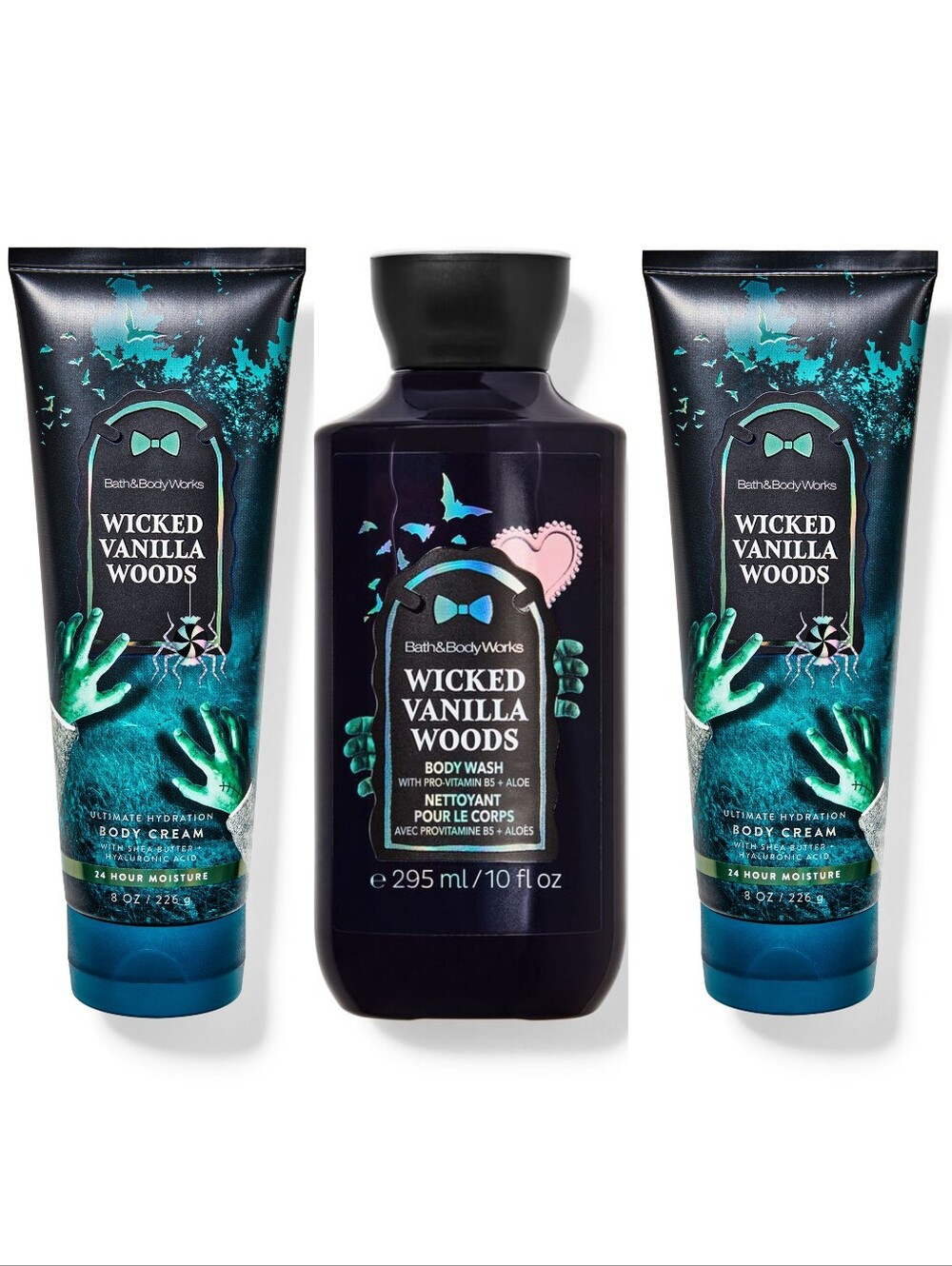 Bath & Body Works Wicked Vanilla Woods Body Wash & Creams 3 Piece Set NEW RARE